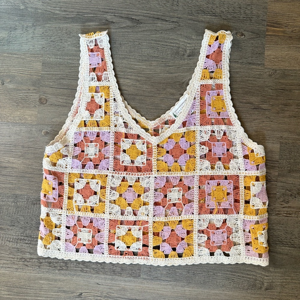 Love Riche Multicolor Crochet Crop Top